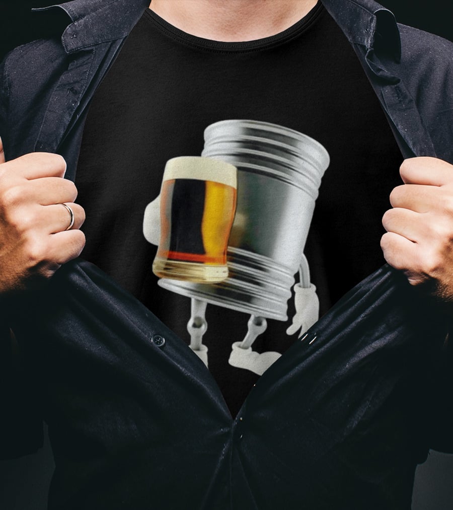 Beer Keg Holding Glass Character Meme T-Shirt