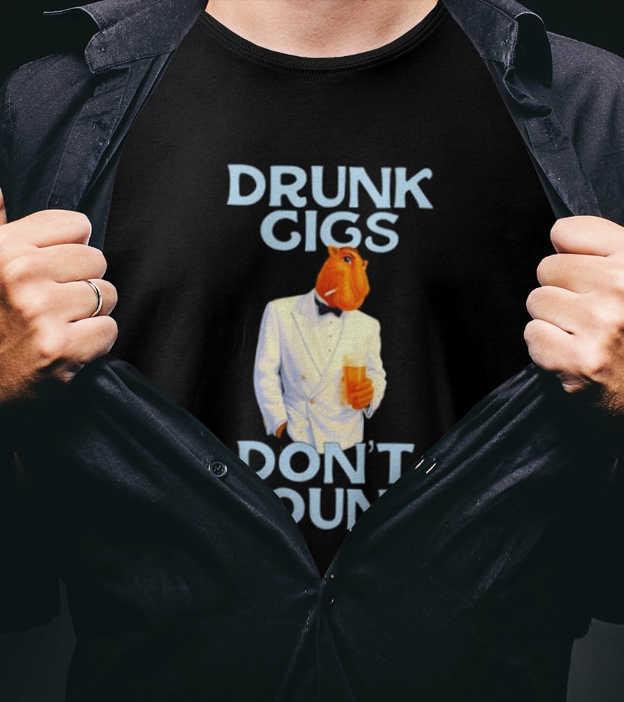 Drunk Gigs Don't Count Camel Smoking Beer In Tuxedo T-Shirt