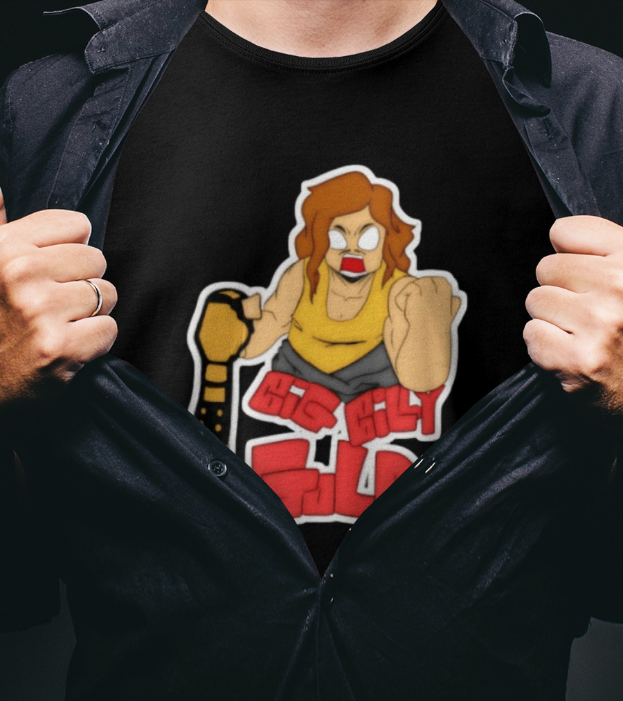 Big Billy Gold Wrestling Champion Belt Bold Cartoon T-Shirt
