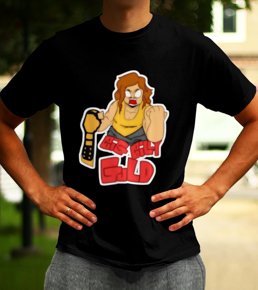 Big Billy Gold Wrestling Champion Belt Bold Cartoon T-Shirt