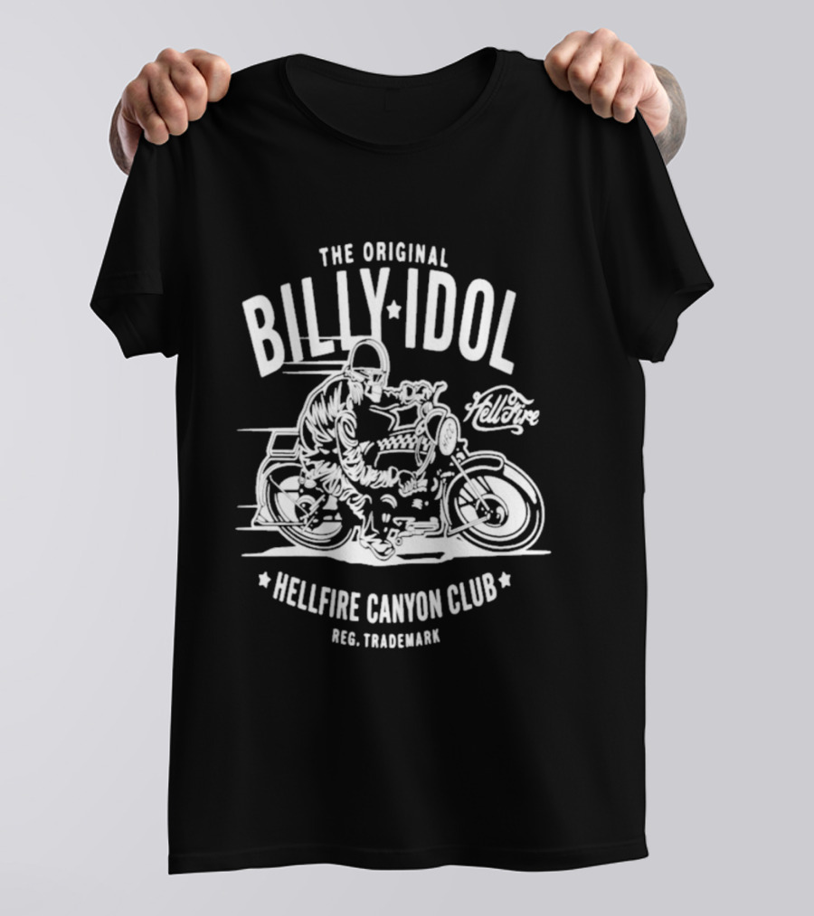 The Original Billy Idol Hellfire Canyon Club Trademark Motorbike Rider T-Shirt
