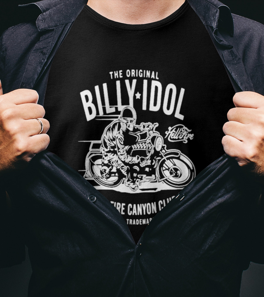 The Original Billy Idol Hellfire Canyon Club Trademark Motorbike Rider T-Shirt