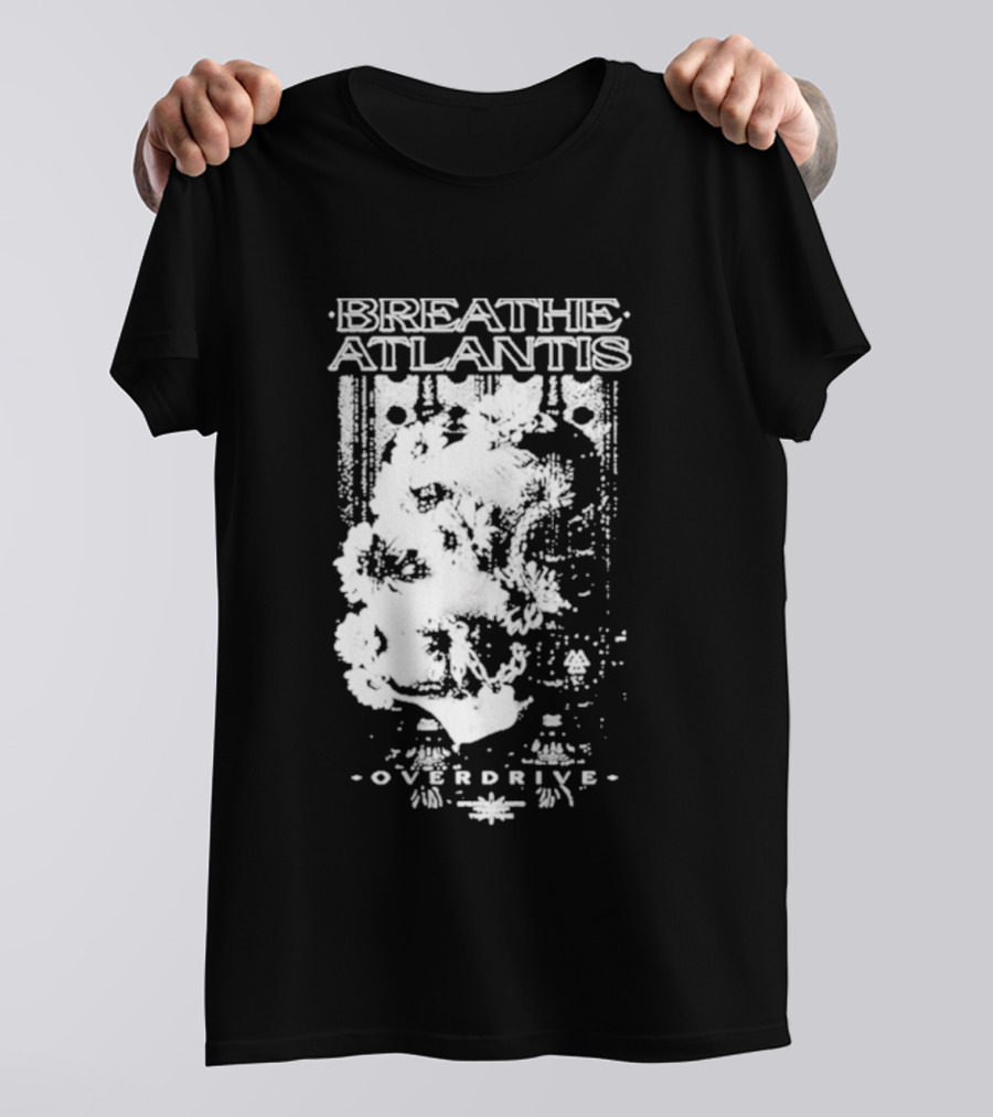 Breathe Atlantis Overdrive White Text And Skull T-Shirt