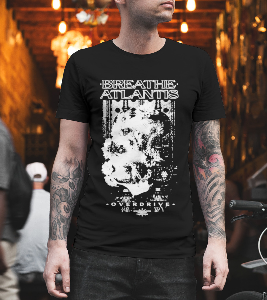 Breathe Atlantis Overdrive White Text And Skull T-Shirt