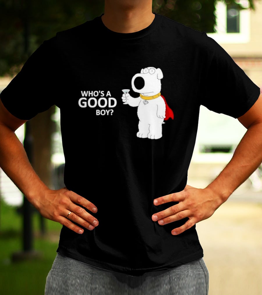 Brian Griffin Who's A Good Boy Family Guy Red Cape Martini T-Shirt