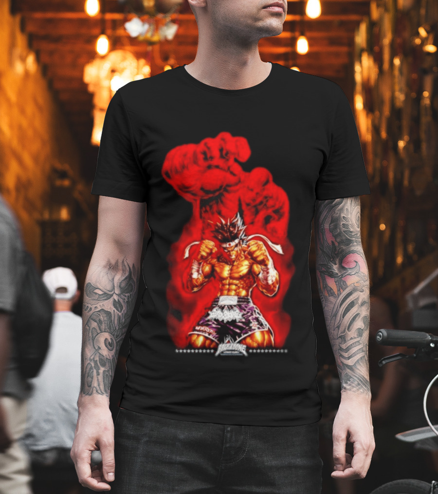 Brick And Bone Fight Club Thai Boxing Warrior With Fiery Fist T-Shirt