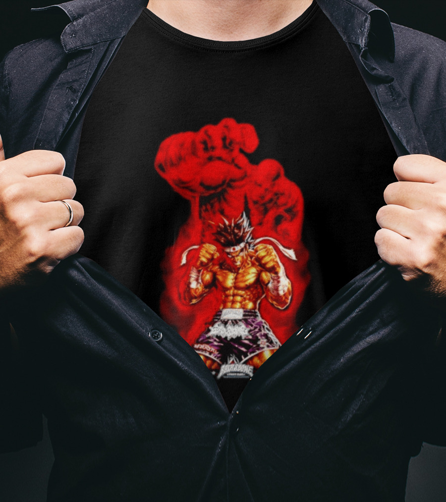 Brick And Bone Fight Club Thai Boxing Warrior With Fiery Fist T-Shirt