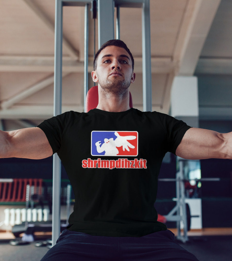Shrimpdihzkit NBA Style Branding Parody Red White Blue T-Shirt