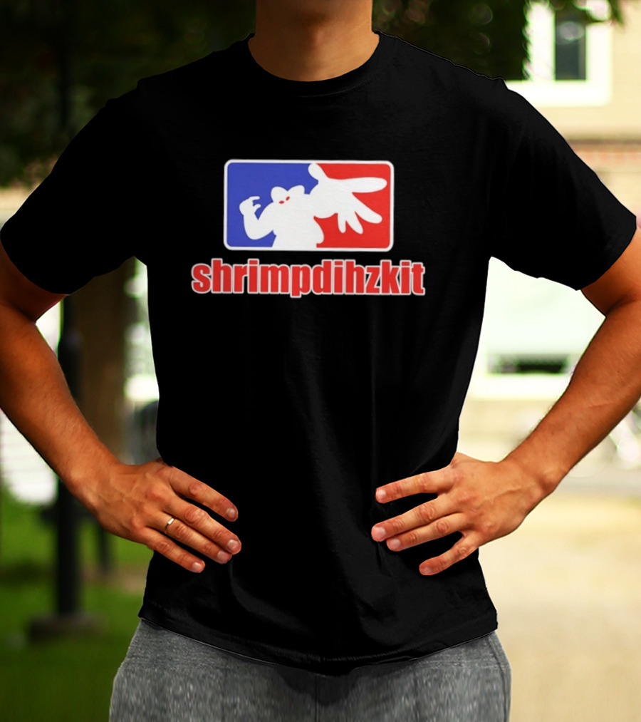Shrimpdihzkit NBA Style Branding Parody Red White Blue T-Shirt