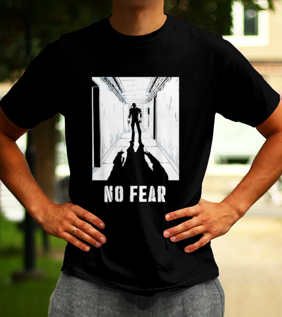 No Fear Courage Motivation Silhouette In Corridor T-Shirt