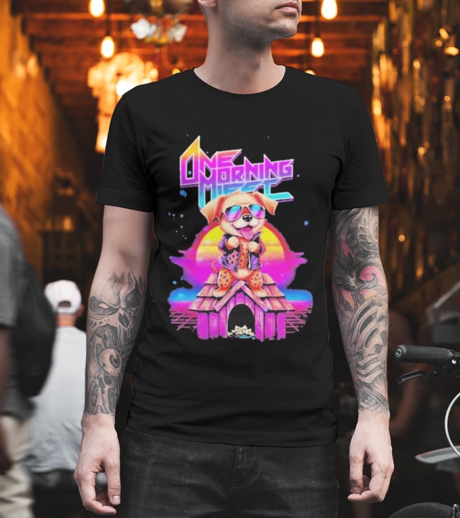 One Morning Left Puppy Doghouse 80s Retro Sunglasses Sunset Vibe T-Shirt