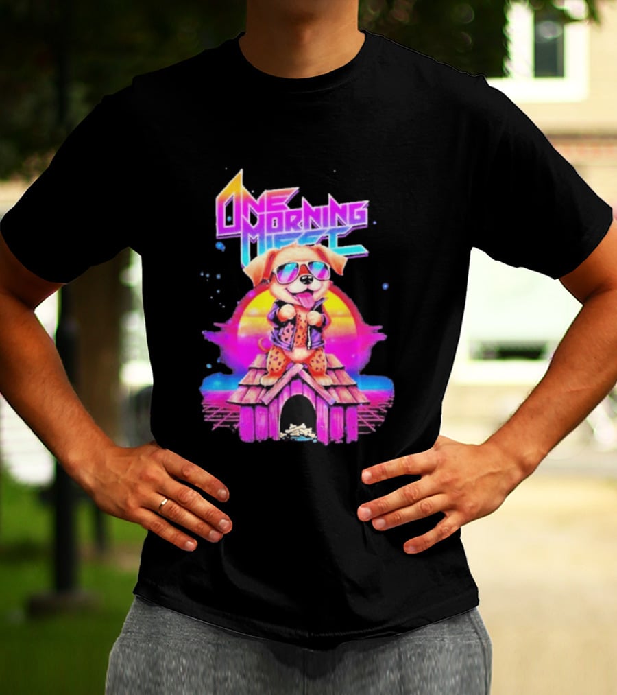 One Morning Left Puppy Doghouse 80s Retro Sunglasses Sunset Vibe T-Shirt