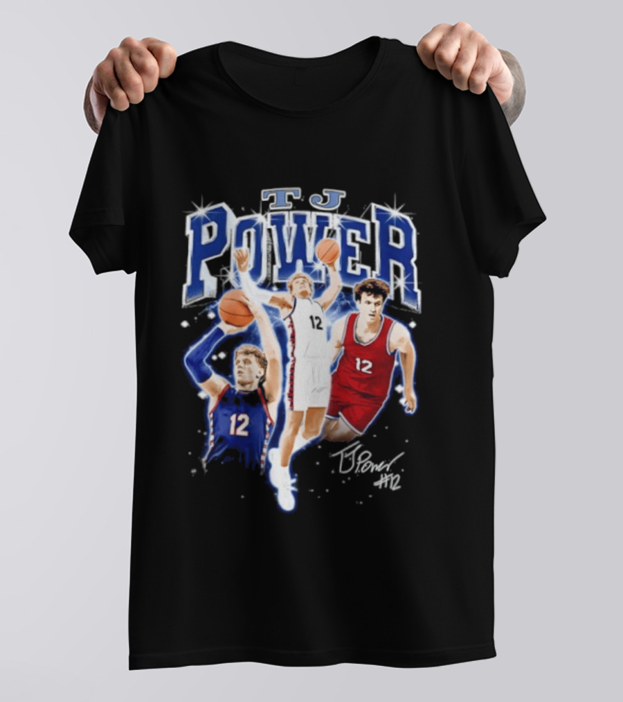 TJ Power Penn Quakers Basketball Player Number 12 Collage T-Shirt