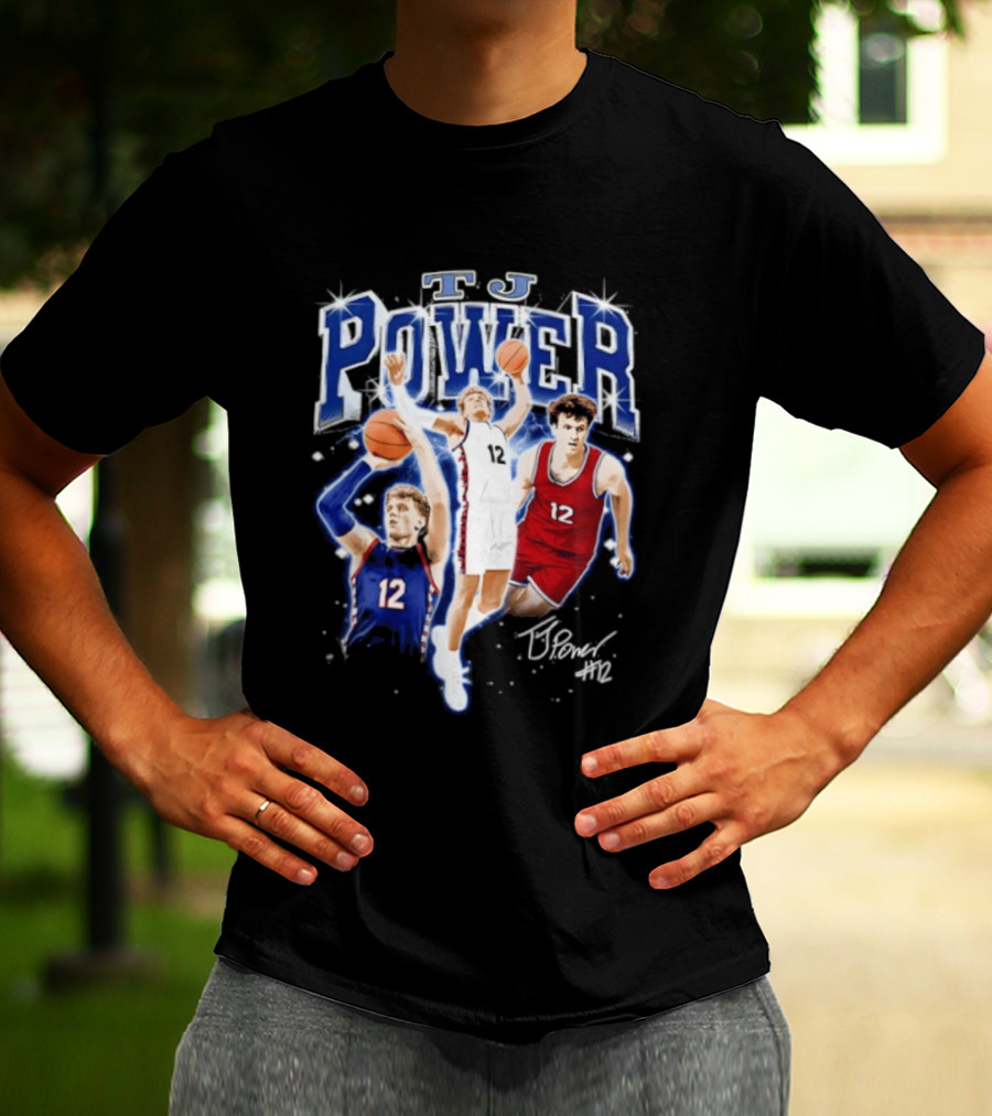 TJ Power Penn Quakers Basketball Player Number 12 Collage T-Shirt