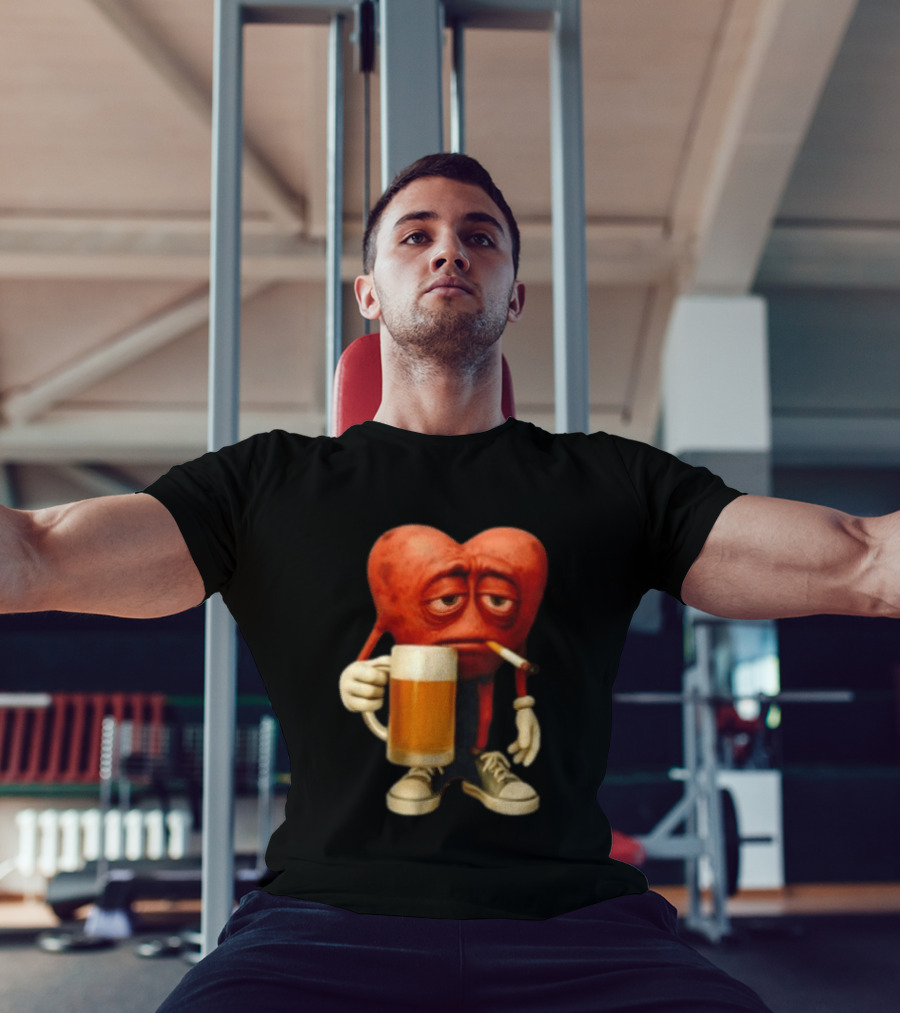 Your Heart Smoking Cigarette And Holding Beer In Sneakers T-Shirt