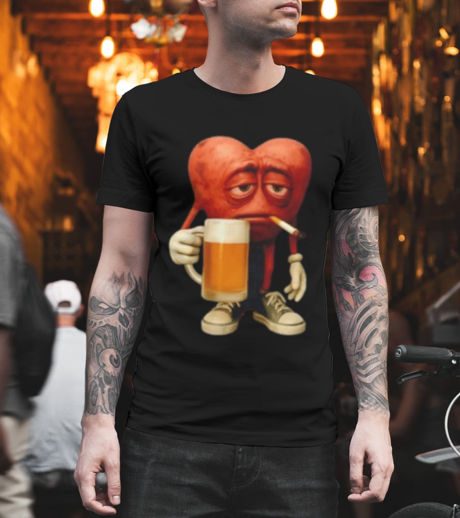 Your Heart Smoking Cigarette And Holding Beer In Sneakers T-Shirt