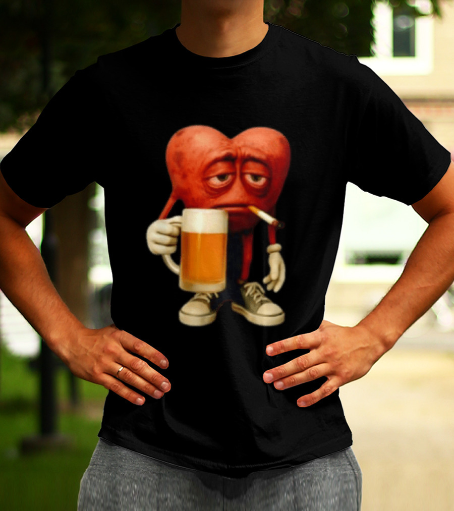 Your Heart Smoking Cigarette And Holding Beer In Sneakers T-Shirt