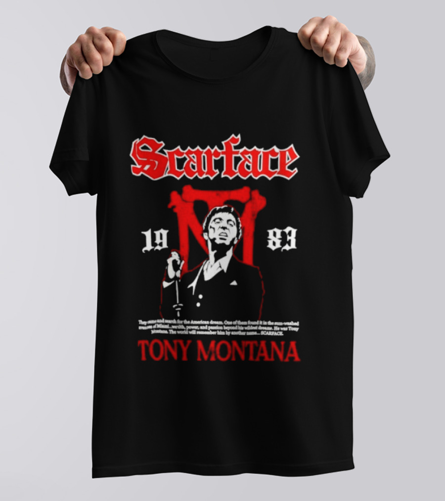 Scarface 1983 Tony Montana American Dream Red White T-Shirt
