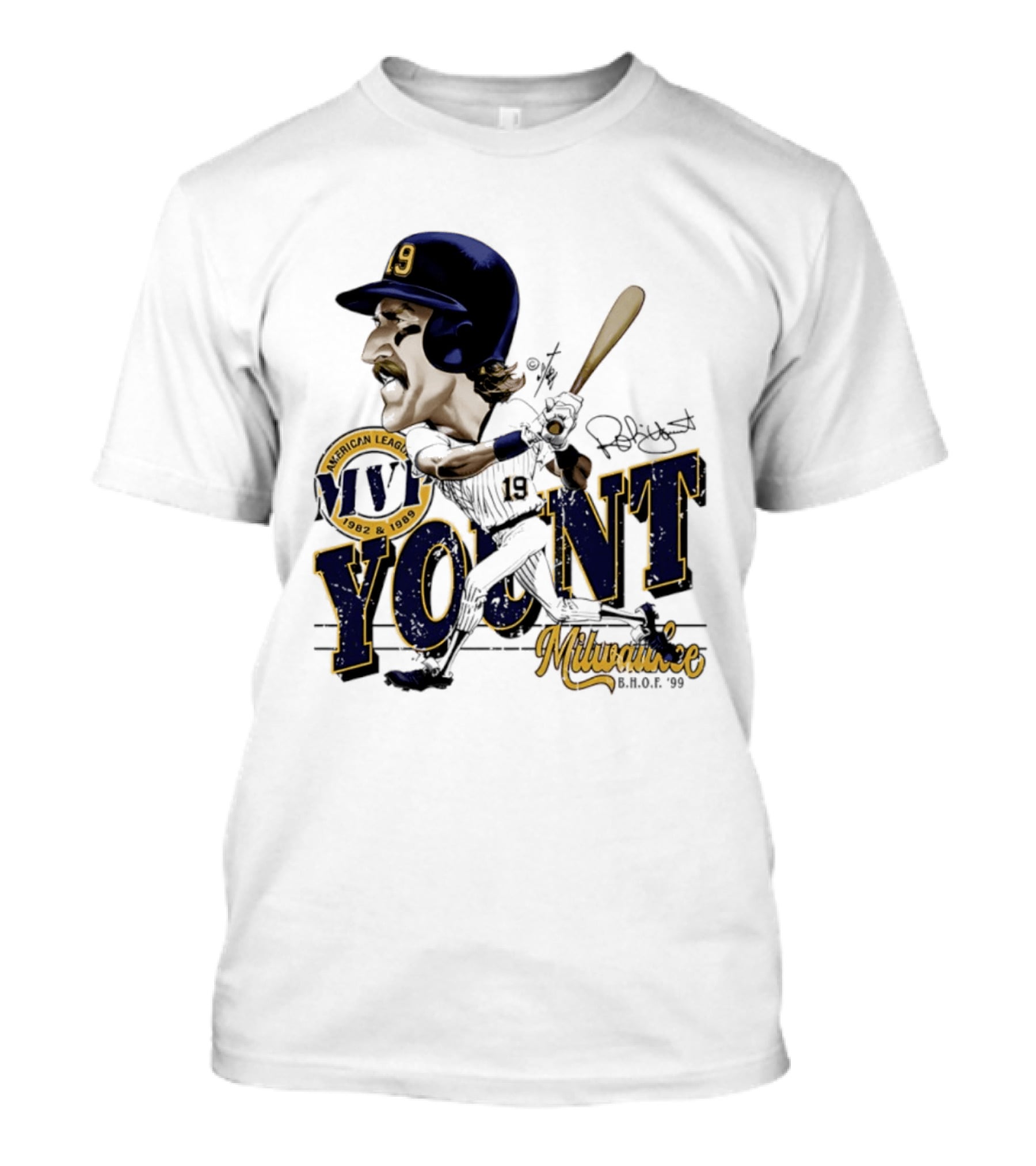 Robin Yount Milwaukee MVP American League 1982 1989 Milwaukee B.O.C. '90 T-Shirt