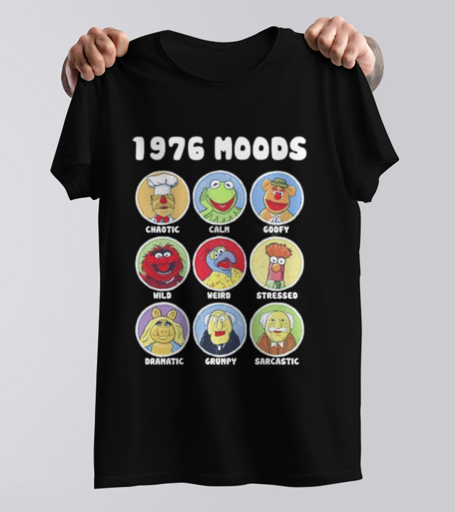 1976 Moods The Muppets Kermit Miss Piggy Animal Fozzie Beaker Swedish Chef Bunsen Honeydew Sam Eagle Statler Waldorf T-Shirt
