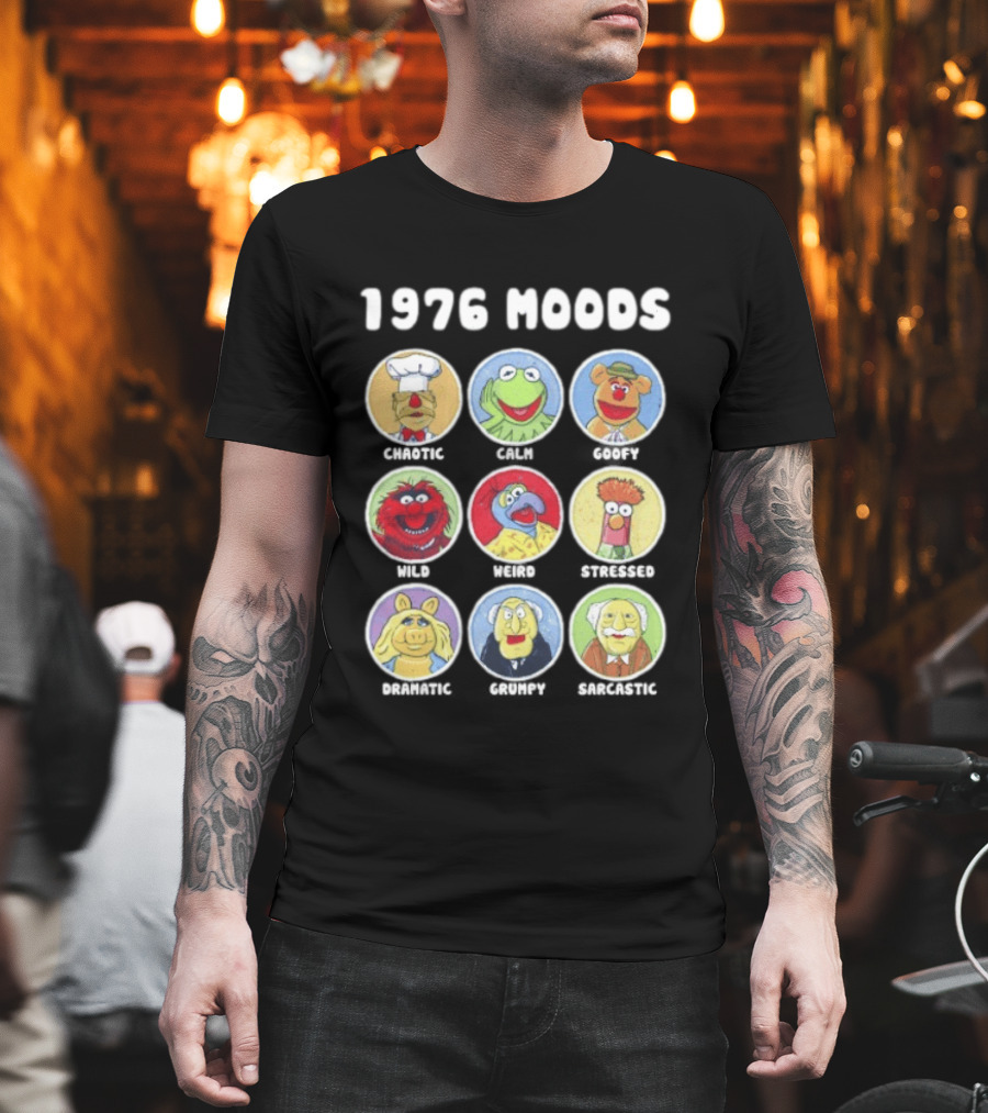 1976 Moods The Muppets Kermit Miss Piggy Animal Fozzie Beaker Swedish Chef Bunsen Honeydew Sam Eagle Statler Waldorf T-Shirt