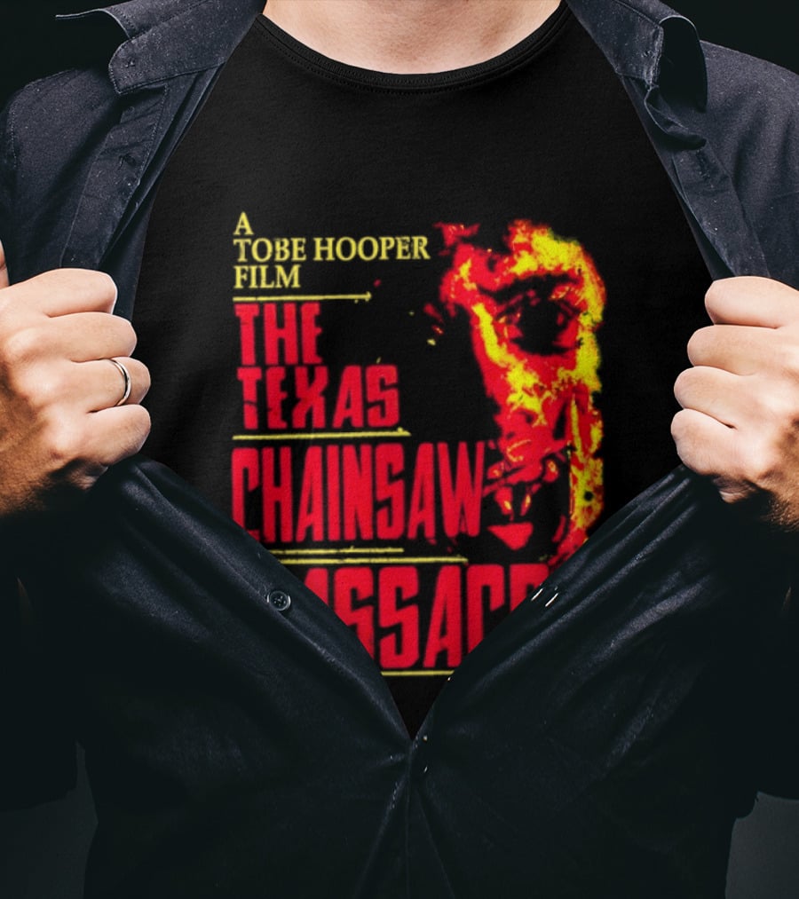 A Tobe Hooper Film The Texas Chainsaw Massacre Flame Chainsaw T-Shirt
