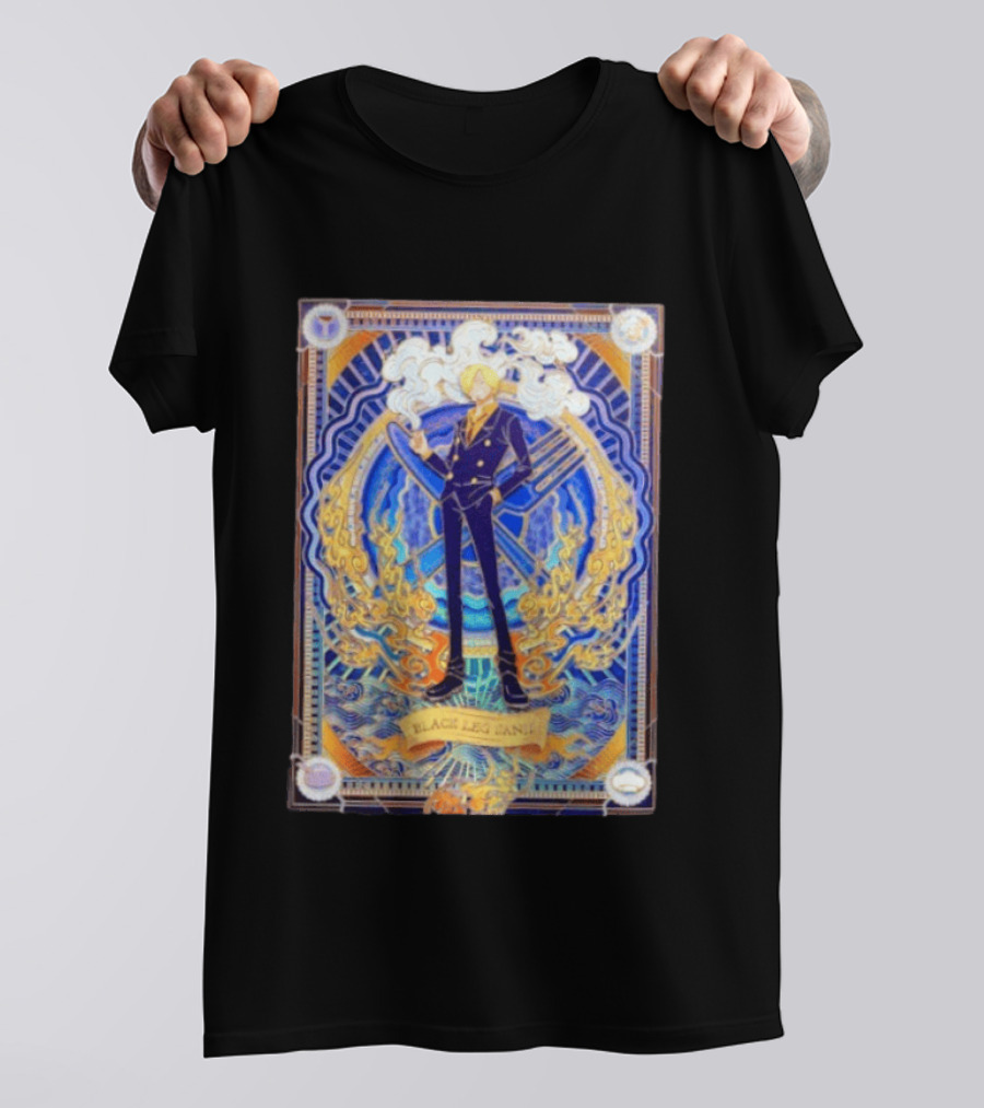 Sanji Black Leg Flames Smoking One Piece Character Art Tarot T-Shirt