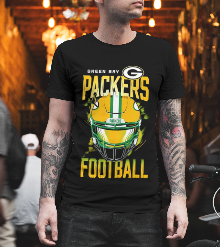Green Bay Packers Football Helmet Packers Football T-Shirt