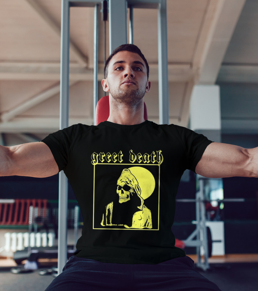Greet Death Grim Reaper Band Alternative Rock Skeleton Halo T-Shirt