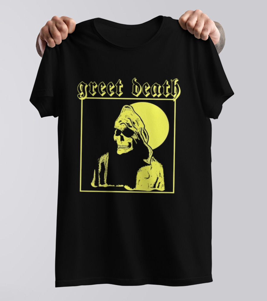 Greet Death Grim Reaper Band Alternative Rock Skeleton Halo T-Shirt