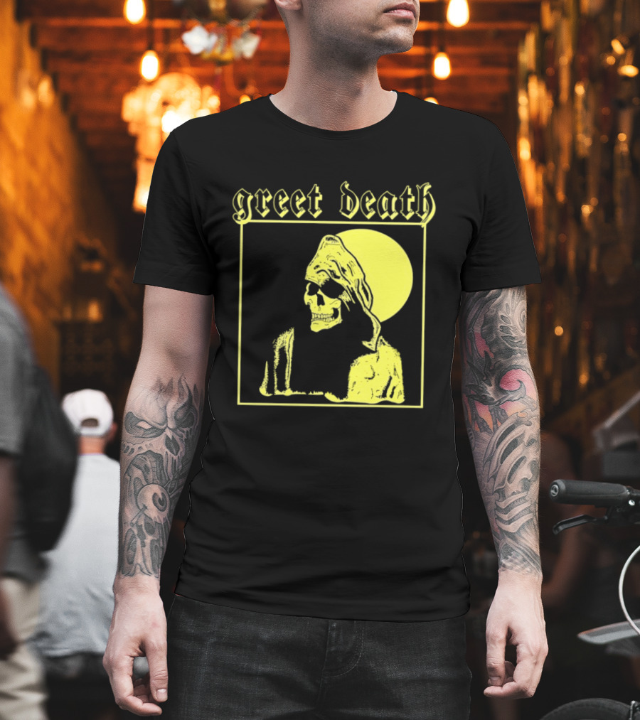 Greet Death Grim Reaper Band Alternative Rock Skeleton Halo T-Shirt