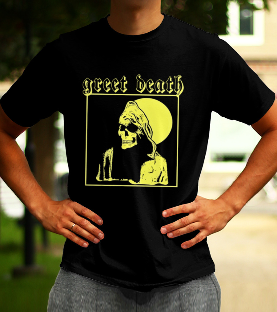 Greet Death Grim Reaper Band Alternative Rock Skeleton Halo T-Shirt