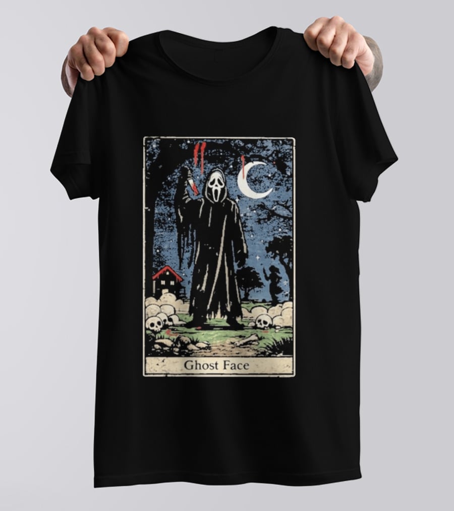 Ghost Face Scream Changes Tarot Card Crossover Halloween Horror Villain T-Shirt