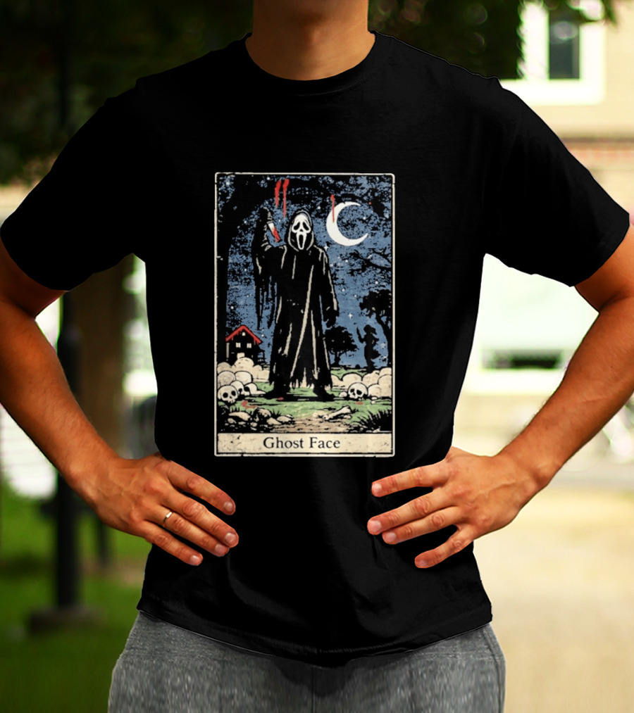 Ghost Face Scream Changes Tarot Card Crossover Halloween Horror Villain T-Shirt