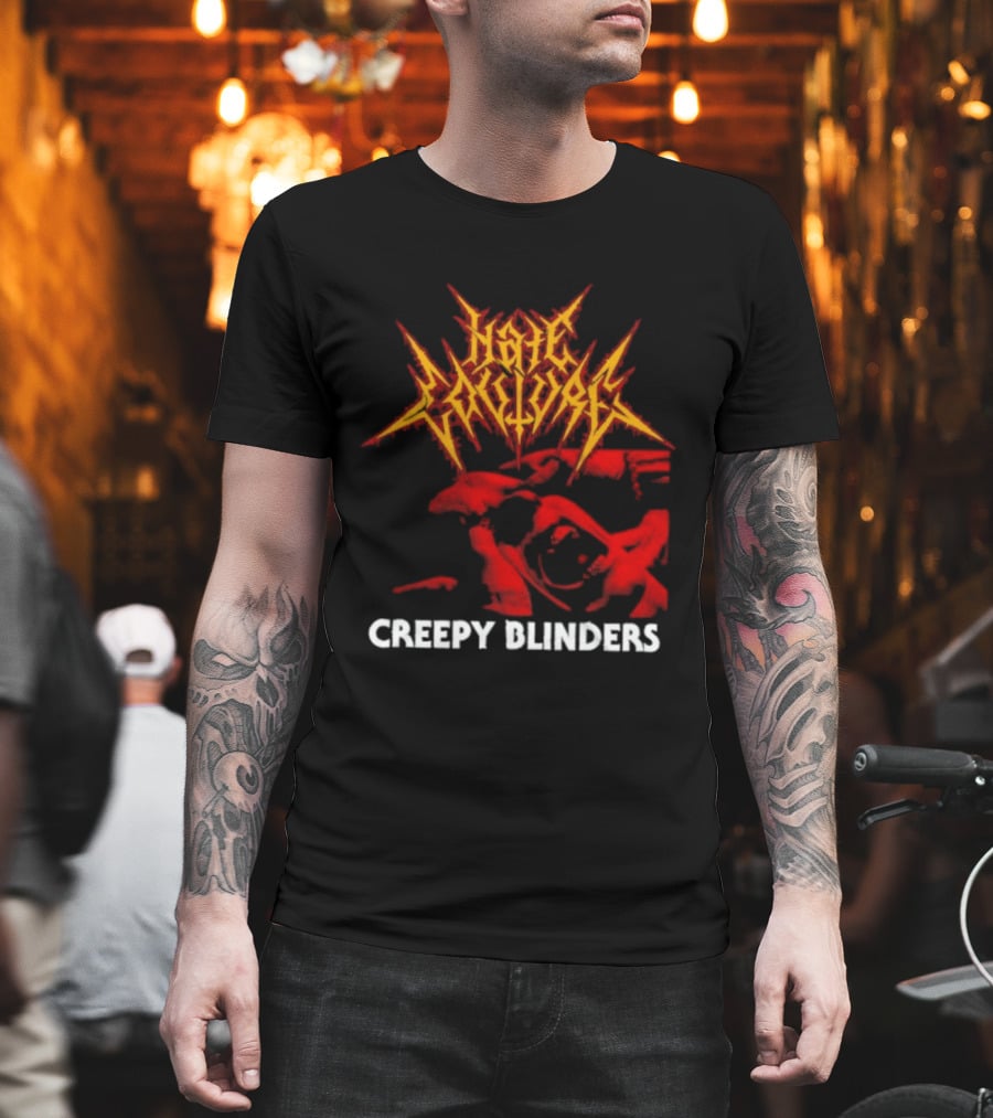 Hate Couture Creepy Blinders Blood Metal T-Shirt