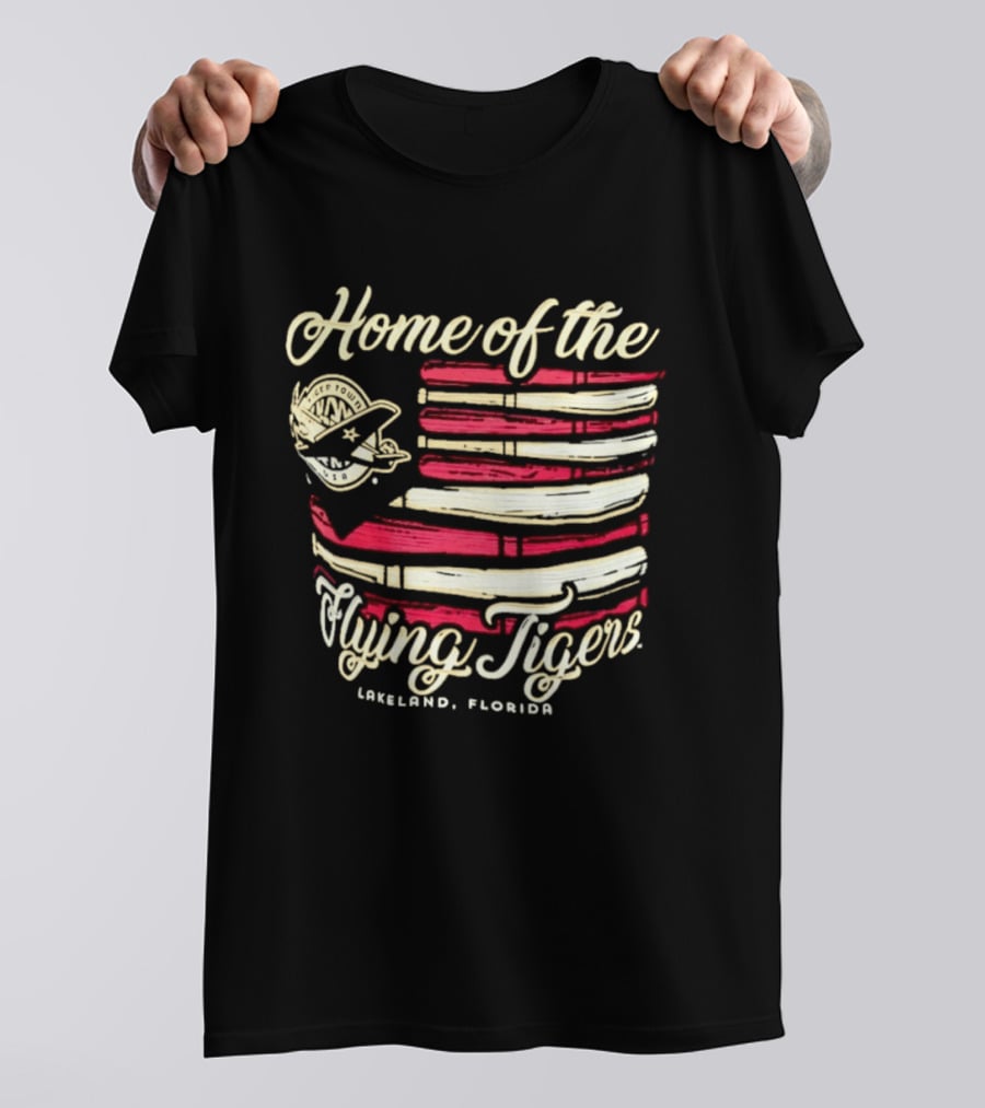 Home Of The Flying Tigers Lakeland Florida Baseball Flag T-Shirt
