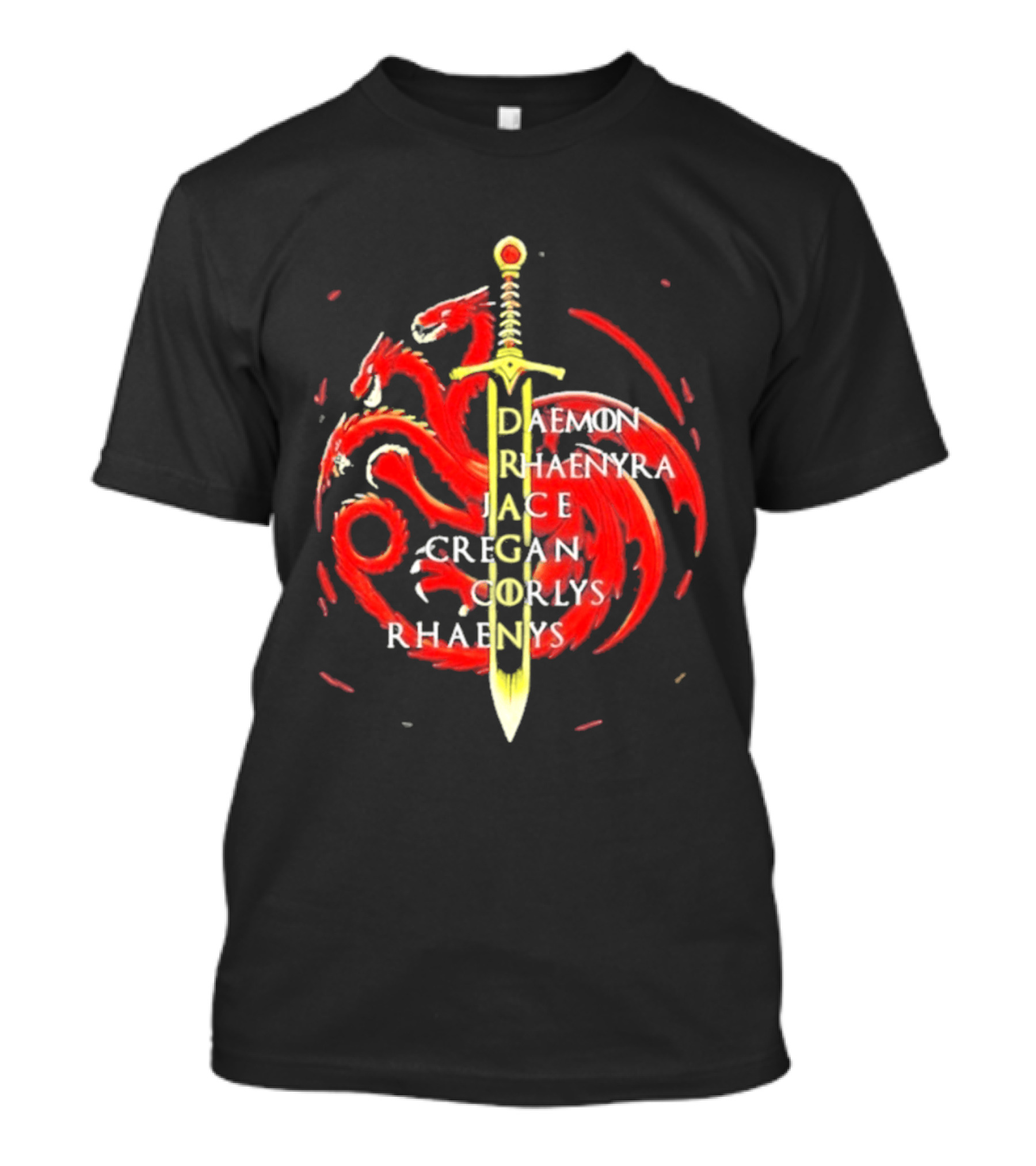 Daemon Rhaenyra Jace Cregan Corlys Rhaenys Dragon Sword Emblem The Reel Rejects T-Shirt