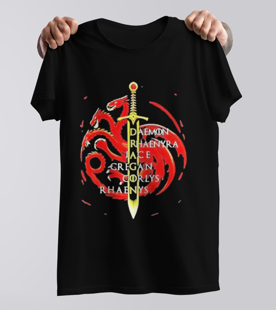 Daemon Rhaenyra Jace Cregan Corlys Rhaenys Dragon Sword Emblem The Reel Rejects T-Shirt