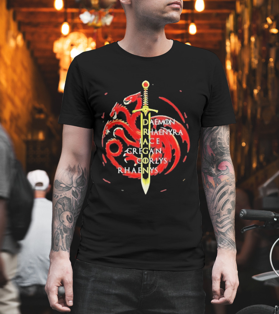 Daemon Rhaenyra Jace Cregan Corlys Rhaenys Dragon Sword Emblem The Reel Rejects T-Shirt