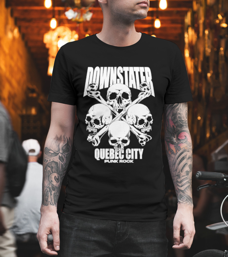 Downstater Quebec City Punk Rock Skulls Crossbones T-Shirt