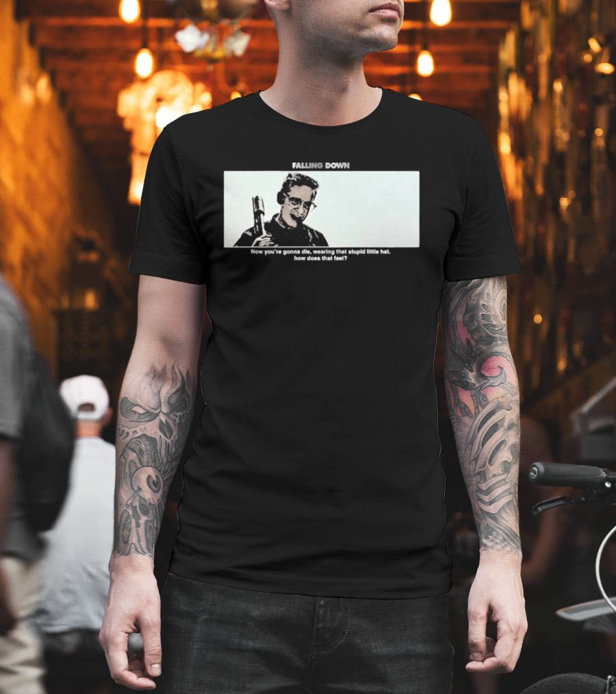 Falling Down Now You're Gonna Die Wearing That Stupid Little Hat How Does That Feel T-Shirt