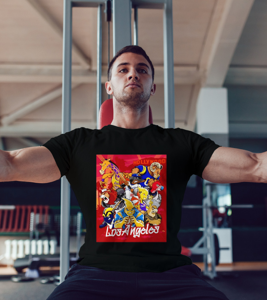 Los Angeles Legends Hollywood Sports Mashup With Dodgers Lakers Kings Rams And Clippers T-Shirt
