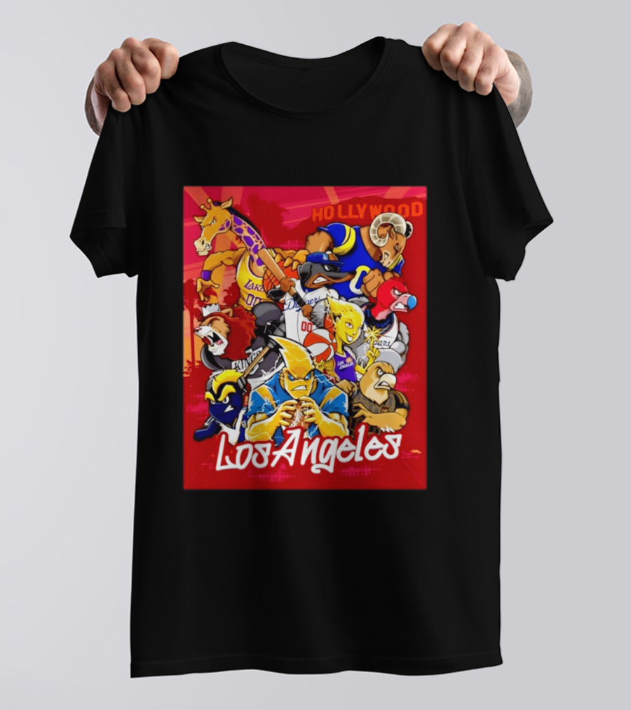 Los Angeles Legends Hollywood Sports Mashup With Dodgers Lakers Kings Rams And Clippers T-Shirt