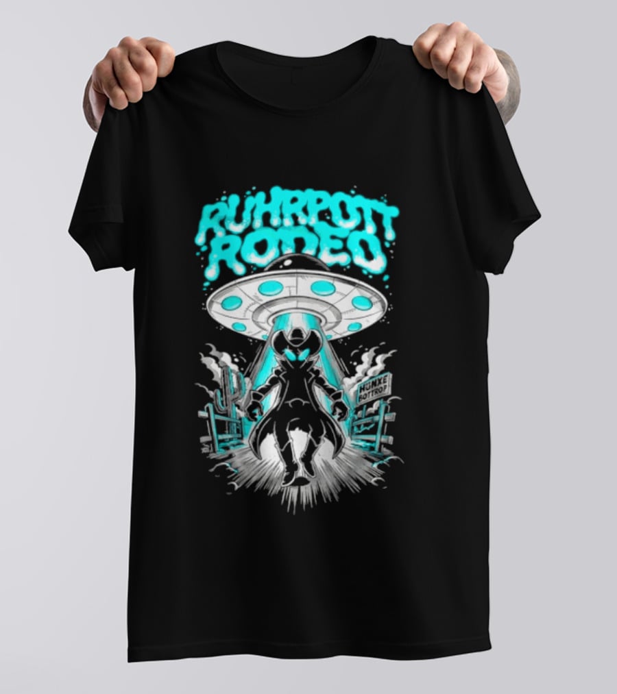 Ruhrpott Rodeo Hunxe Bottrop Alien Cowboy UFO Texas Stadium T-Shirt