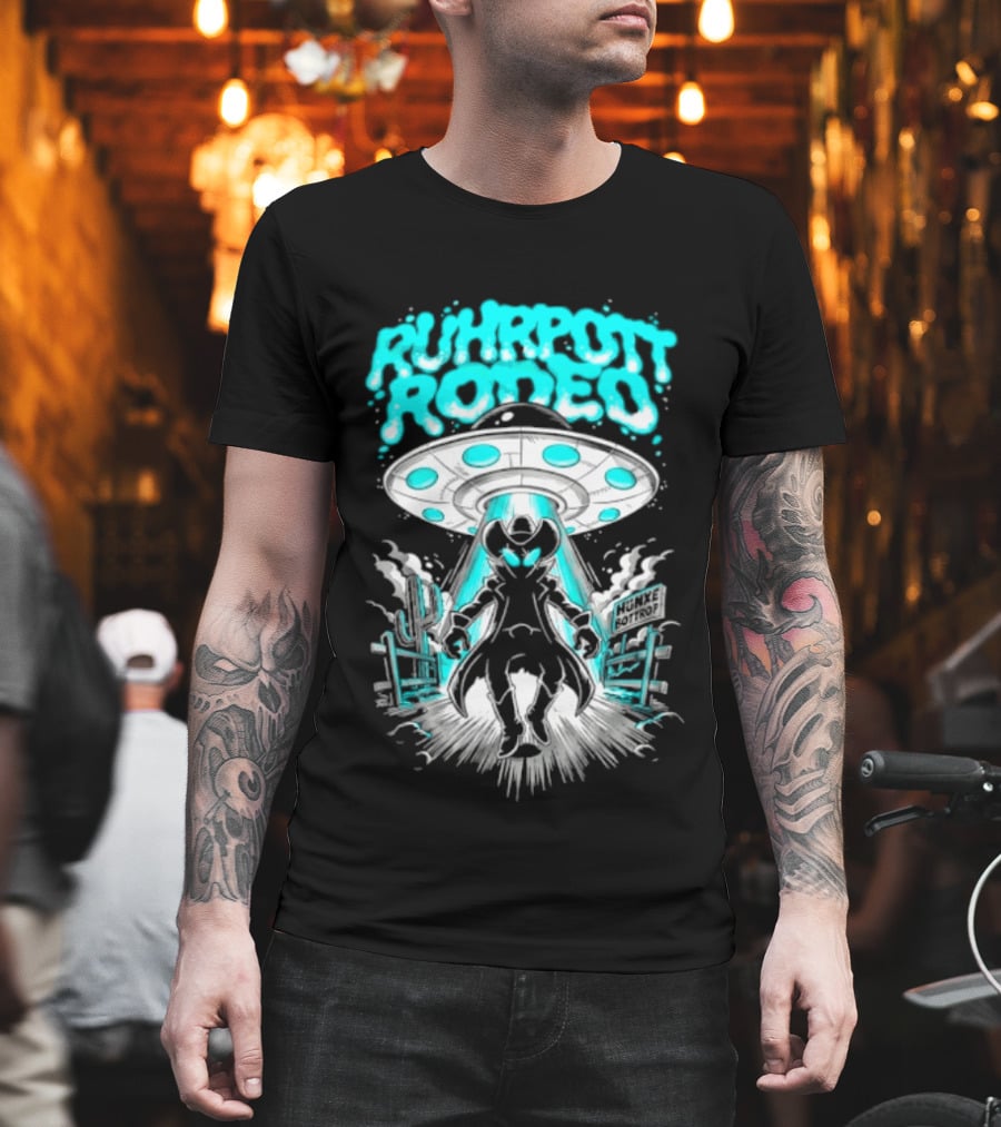 Ruhrpott Rodeo Hunxe Bottrop Alien Cowboy UFO Texas Stadium T-Shirt