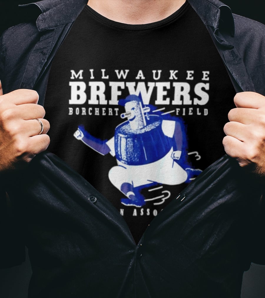 Milwaukee Brewers Borchert Field American Association Retro Baseball T-Shirt