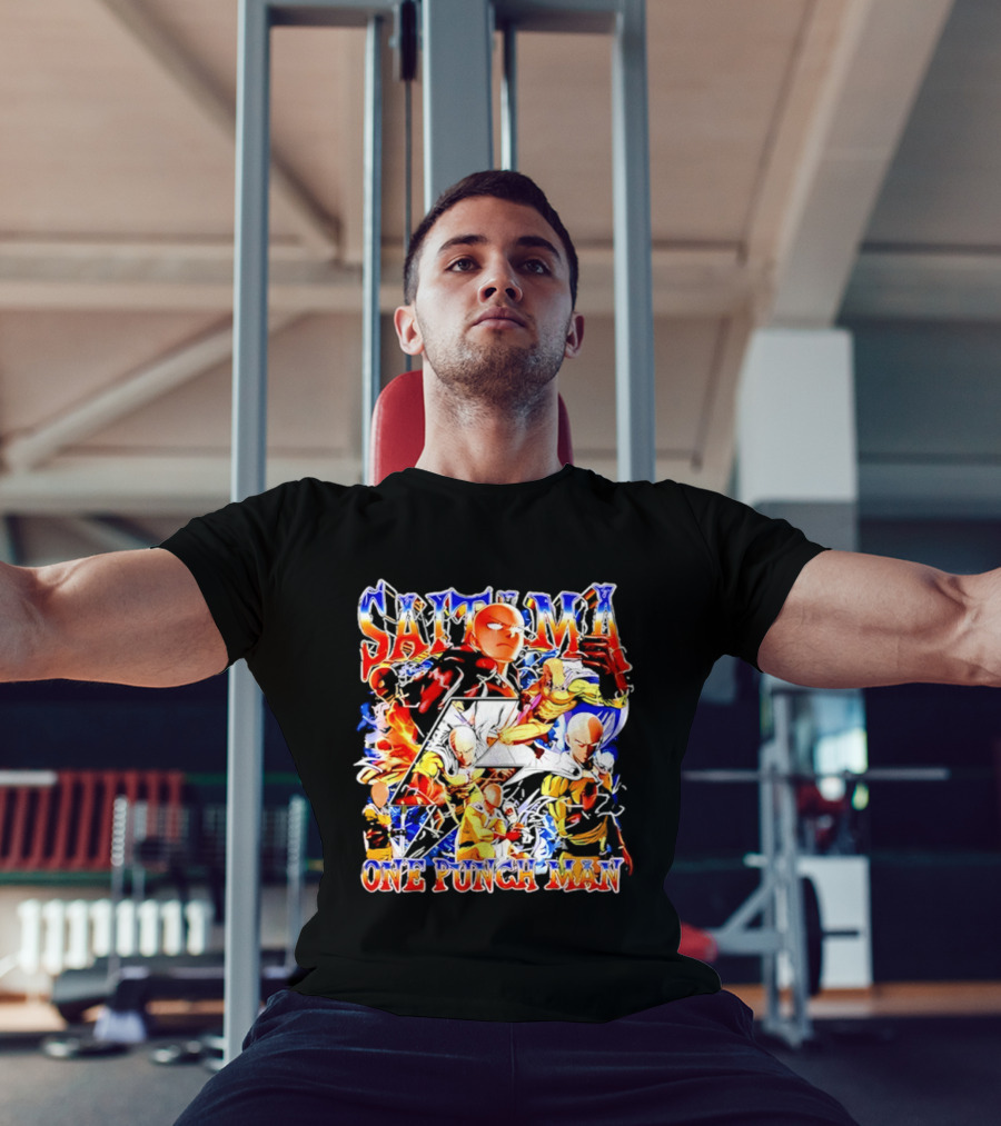 Saitama One Punch Man Anime Manga Superhero Action Pose Compilation T-Shirt