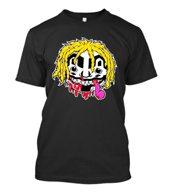 Ouija Macc Iveka Glob Dripping Smiley Face Yellow Hair Pink Tongue T-Shirt