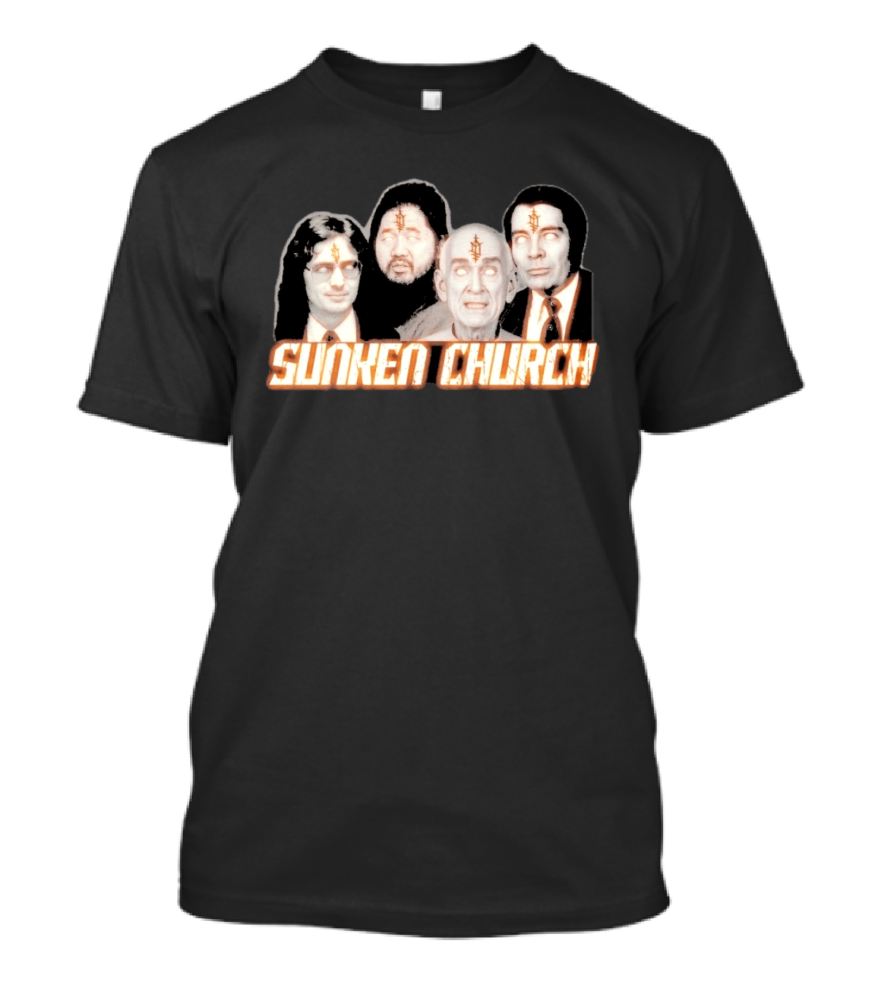 Ouija Macc Sunken Church With Four Figures And Symbol On Foreheads T-Shirt