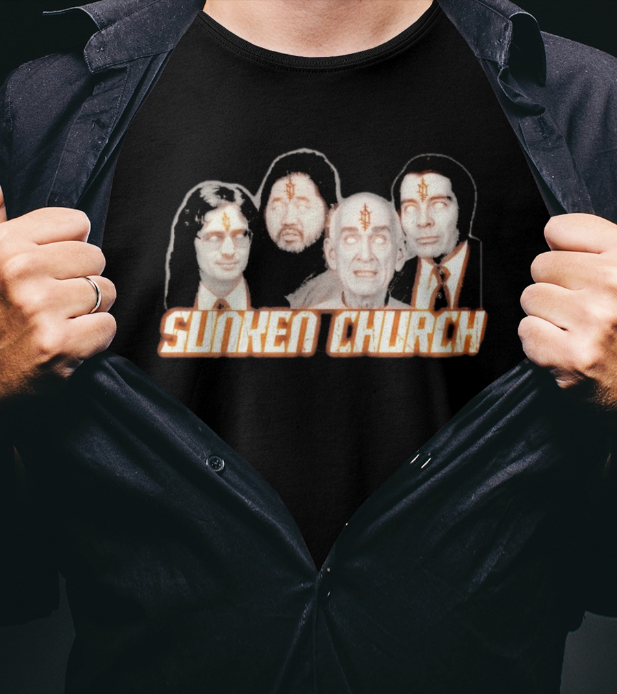 Ouija Macc Sunken Church With Four Figures And Symbol On Foreheads T-Shirt